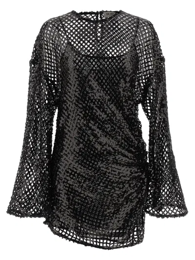 Attico The  Women's Sequin Mesh Dress In Black