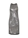 Attico Silver Sequins A-line Mini Dress