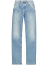 Attico Long Straight Leg Jeans With Contrast Stitching In Blue
