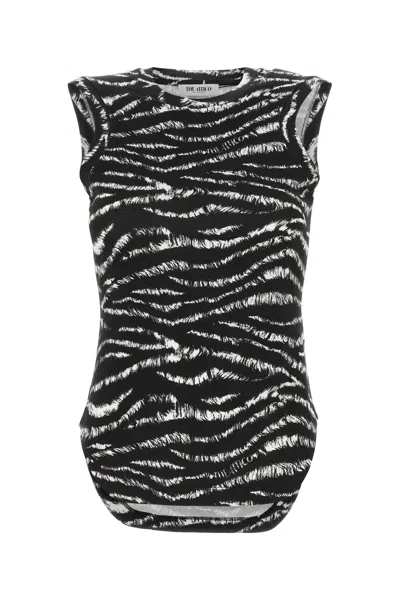Attico Reese Zebra Print Cotton Tank Top In Multicolor