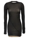 Attico Crew Neck Minidress Sheer Fabric In Black