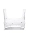 Attico Embellished Ribbed-knit Top In White