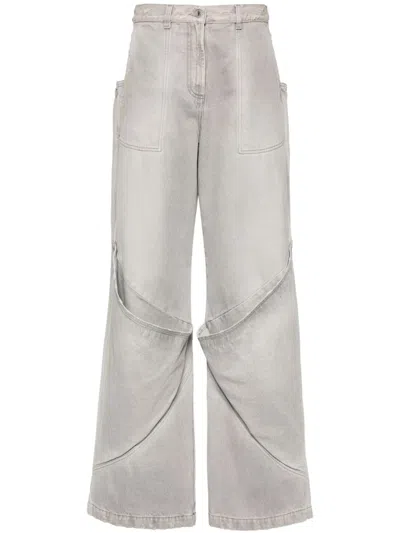 Attico The  Wide-leg Denim Cotton Jeans In Gray