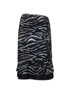 Attico The  Women Zebra Print Stretch Silk Blend Satin Midi Skirt