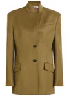 Attico Green Jacket With Asymmetric Closure On The Front