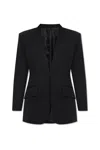 Attico Tailored Black Virgin Wool Jacket In Black