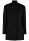 Attico Gabardine Single Breasted Blazer In Black