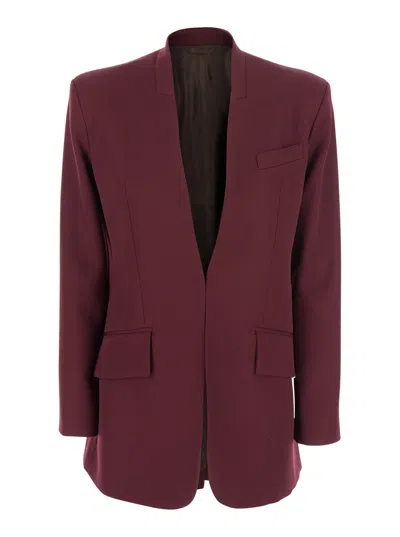 Attico Bordeaux Jacket With Deep Neckline And Straps In Wool Woman In Burgundy