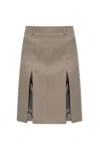 Attico Virgin-wool Midi Skirt In Taupe