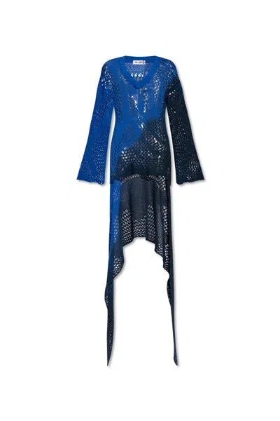 Attico The  Woven Dress In Blue