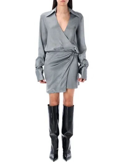 Attico The  Wrap-front Mini Dress In Multi