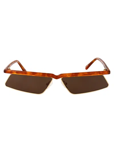Attico The  Yellow Gold/ Blonde T-shell/ Brown Stainless Steel Sunglasses