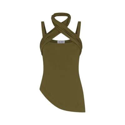 Pre-owned Attico The  Yuri Tank Top 'olive' | Green | Women's Size 42