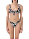 Attico Zebra Knot Detail High-cut Bikini In Animal Print