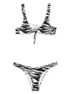 Attico Two-piece Zebra Bikini In Black/white