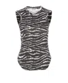 Attico "reese'' Black And White Tank Top In Zebrato
