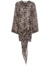 Attico Deep V-neck Animalier Print Mini Dress In Brown