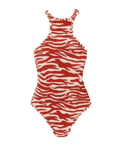Attico The  Zebra-print One-piece Swimsuit In Multi