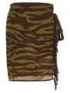 Attico Zebra Print Fringed Sarong Beach Cover-up In Green