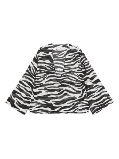 ATTICO THE ATTICO ZEBRA PRINT TOP WITH DEEP V-NECKLINE