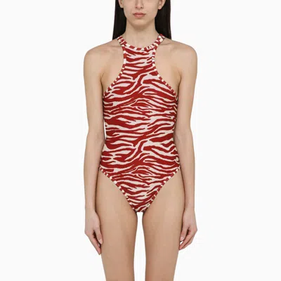 Attico Zebra Print White\/red One-piece Swimming Costume