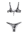 Attico Blackwhite Zebra-print Bikini In Black
