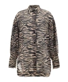 Attico Zebra-print Puff-sleeve Oversized Shirt In Black
