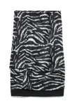 Attico Zebra Print Stretch Silk Blend Satin Midi Skirt In Black