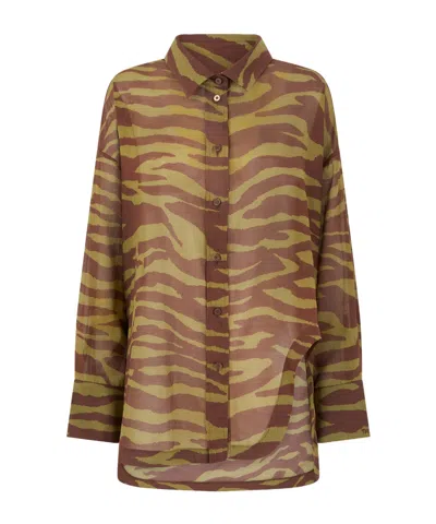 Attico Dark Green And Dark Brown Shirt