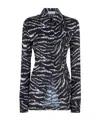 Attico Zebra-print Satin Shirt In Black