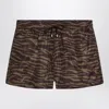 Attico The  Zebra Shorts In Khaki/brown Nylon
