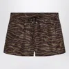 Attico Dark Green And Dark Brown Short Pant In Brown