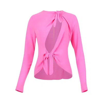 Pre-owned Attico The  Zelda Blouse 'neon Fuchsia' | Pink | Women's Size 38