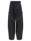 Attico Womens Dark Grey Zip-fastening Balloon-leg Cotton-blend Trousers In Blue