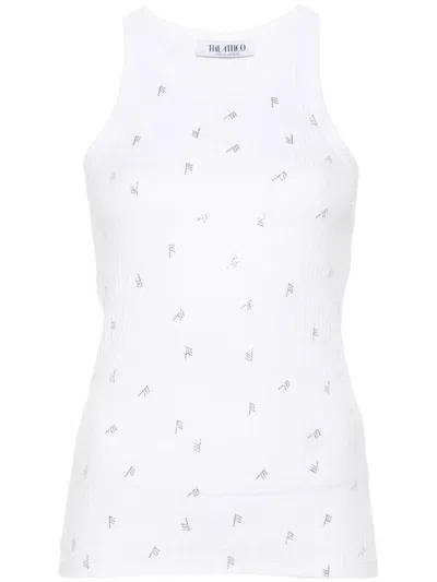 Attico Rhinestone-logo Lettering Tank Top In White