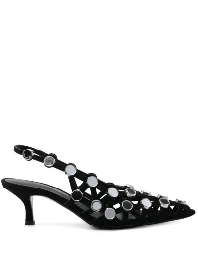 Attico The Grid Pumps With 50mm Back Strap In Black