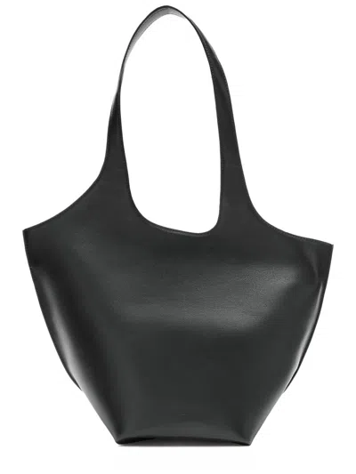 Attico The Scoop Calf Leather Sculptural Tote Bag In Black