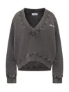 Attico Logo-detailed Cropped Cotton Sweatshirt In Faded Black