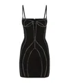 Attico Black Sablè Crystal Hotfix Bustier Minidress In Black