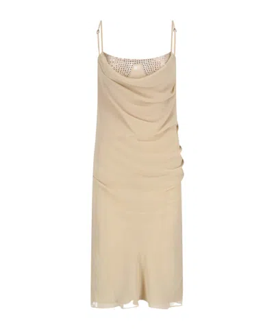 Attico Thin Strap Dress In Nude