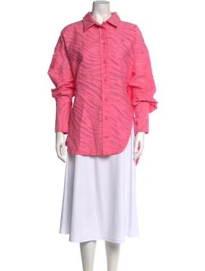 Pre-owned Attico Three-quarter Sleeve Button-up Top In Pink