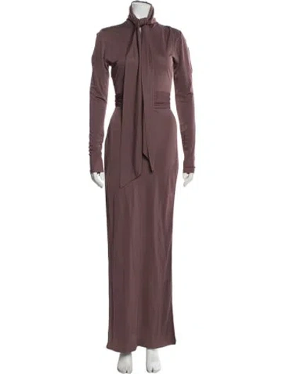 Pre-owned Attico Tie Neck Long Dress In Purple