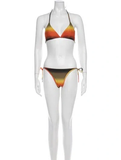 Pre-owned Attico Tie-dye Print Bikini In White