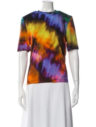 Pre-owned Attico Tie-dye Print Crew Neck T-shirt In Multicolor