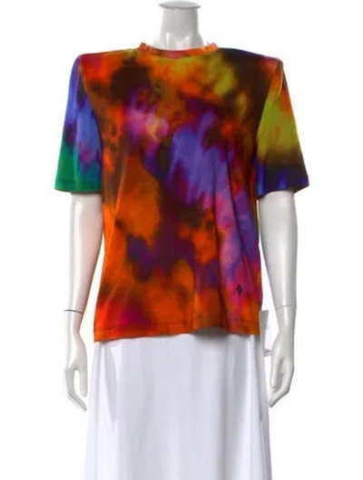 Pre-owned Attico Tie-dye Print Crew Neck T-shirt W/ Tags In Orange