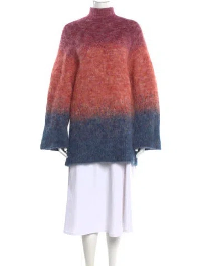 Pre-owned Attico Tie-dye Print Mock Neck Sweater In Pink