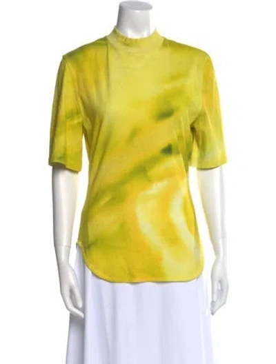 Pre-owned Attico Tie-dye Print Mock Neck T-shirt In Yellow