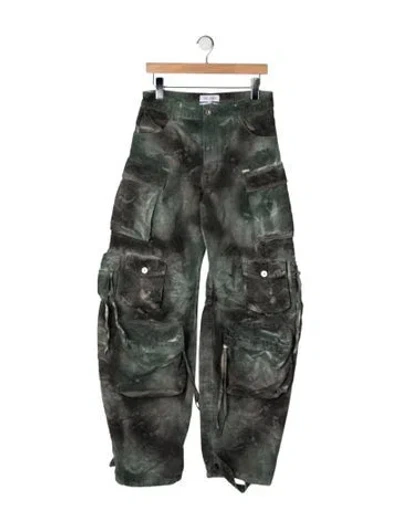 Pre-owned Attico Tie-dye Print Wide Leg Pants In Green