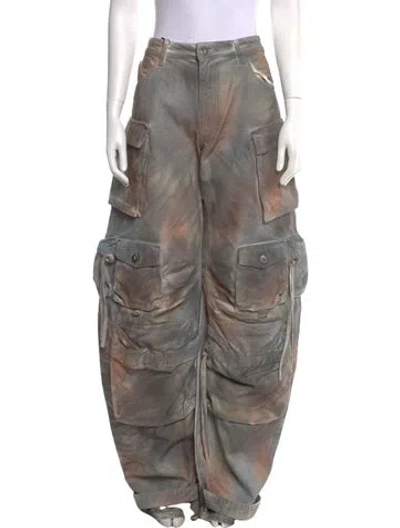 Pre-owned Attico Tie-dye Print Wide Leg Pants W/ Tags In Gray
