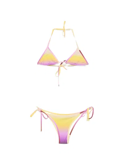 Attico Tie-fastening Bikini Set In Yellow